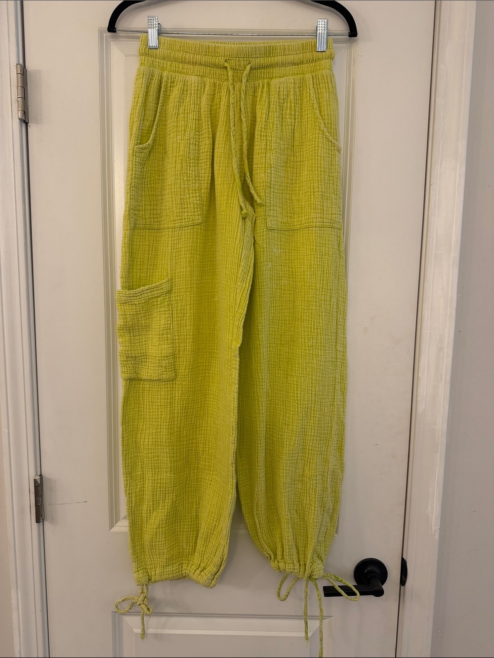 Free People Lime Green Gauze Drawstring Track Pants